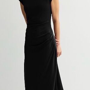 Classic Black Ruched Side Maxi Dress